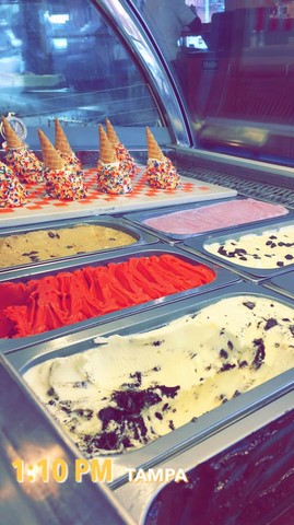 Gelato case and bowl